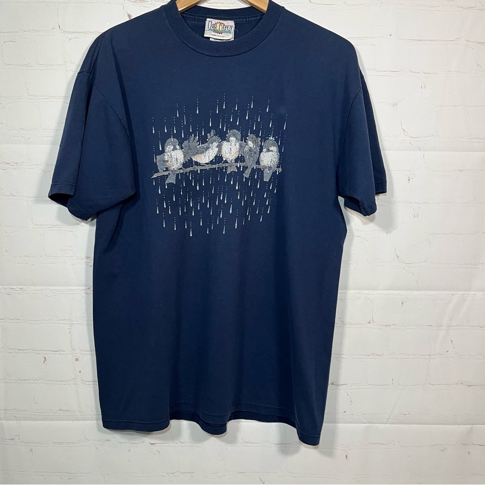 Vintage Day Breeze Singing Birds T Shirt Women’s Size Large Blue Made In USA